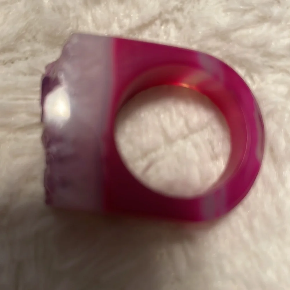 Natural Druzy Graduated Striations Ombré Ring